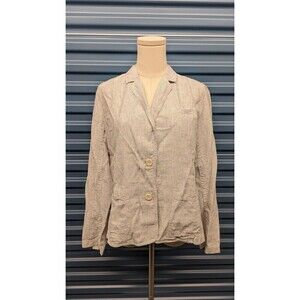 EILEEN FISHER Hemp Organic Cotton‎ Striped Two Button Blazer Jacket Medium
